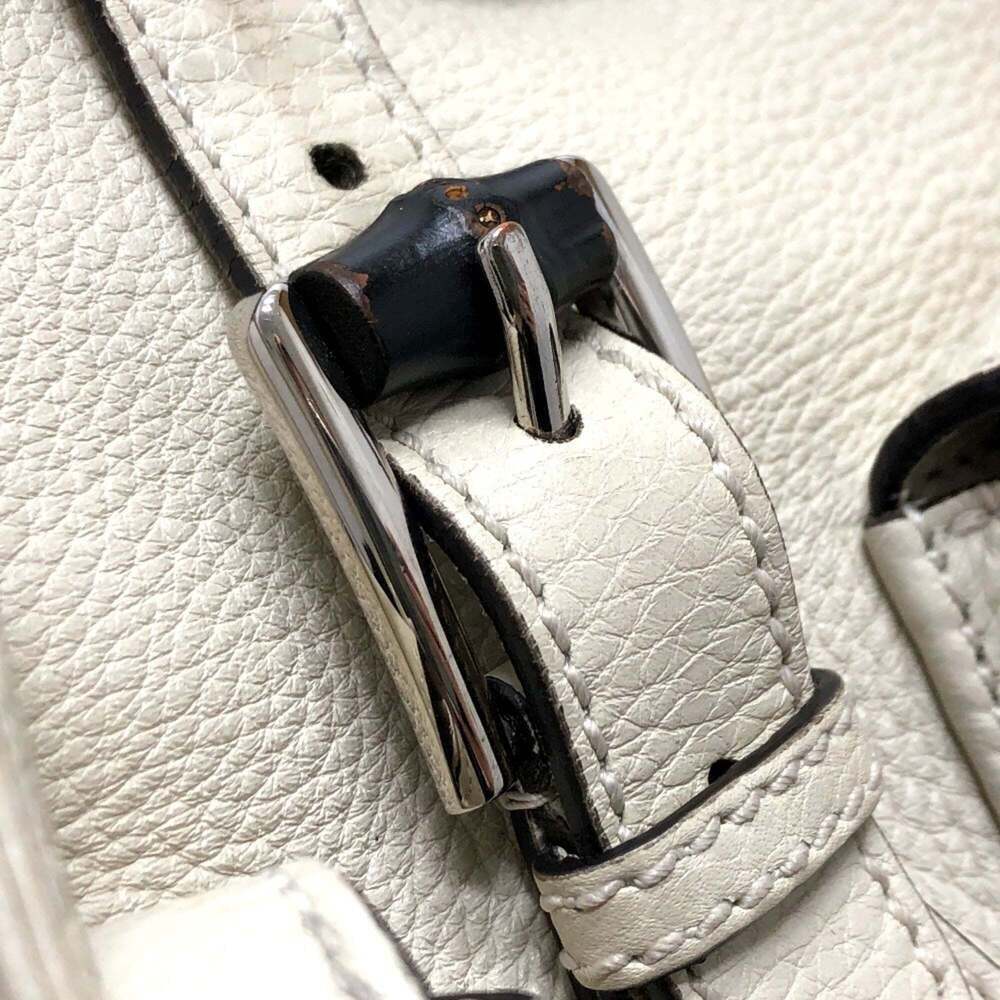 GUCCI White Leather Bamboo Backpack - Picture 9 of 16